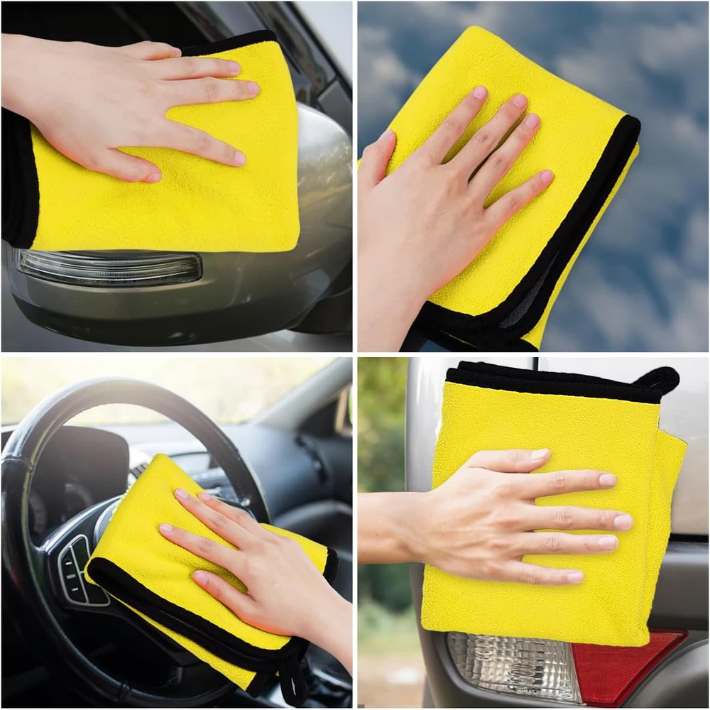 URAQT mikropluošto šluostės automobiliui, 6 vnt., 30 x 40 cm, 500g/m², geltonos spalvos