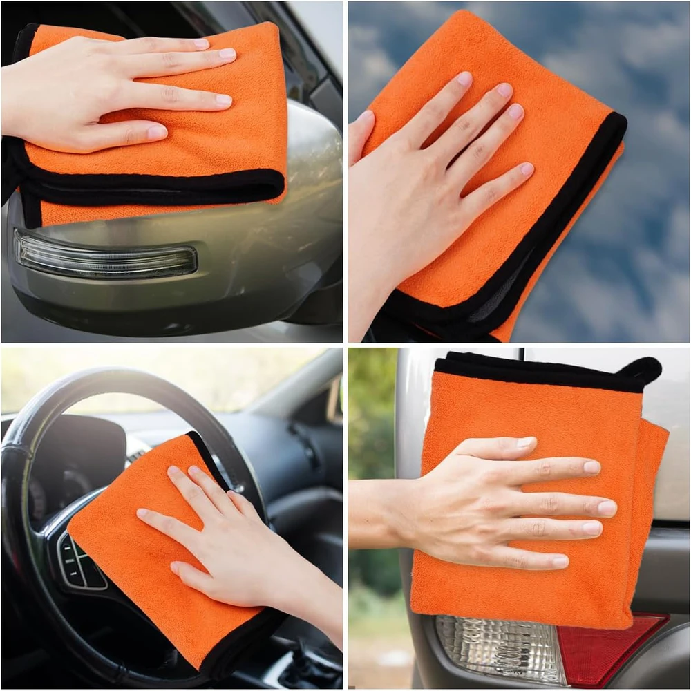 URAQT mikropluošto šluostės automobiliui ir namams, 6 vnt., 40x60 cm, 400g/m², oranžinės