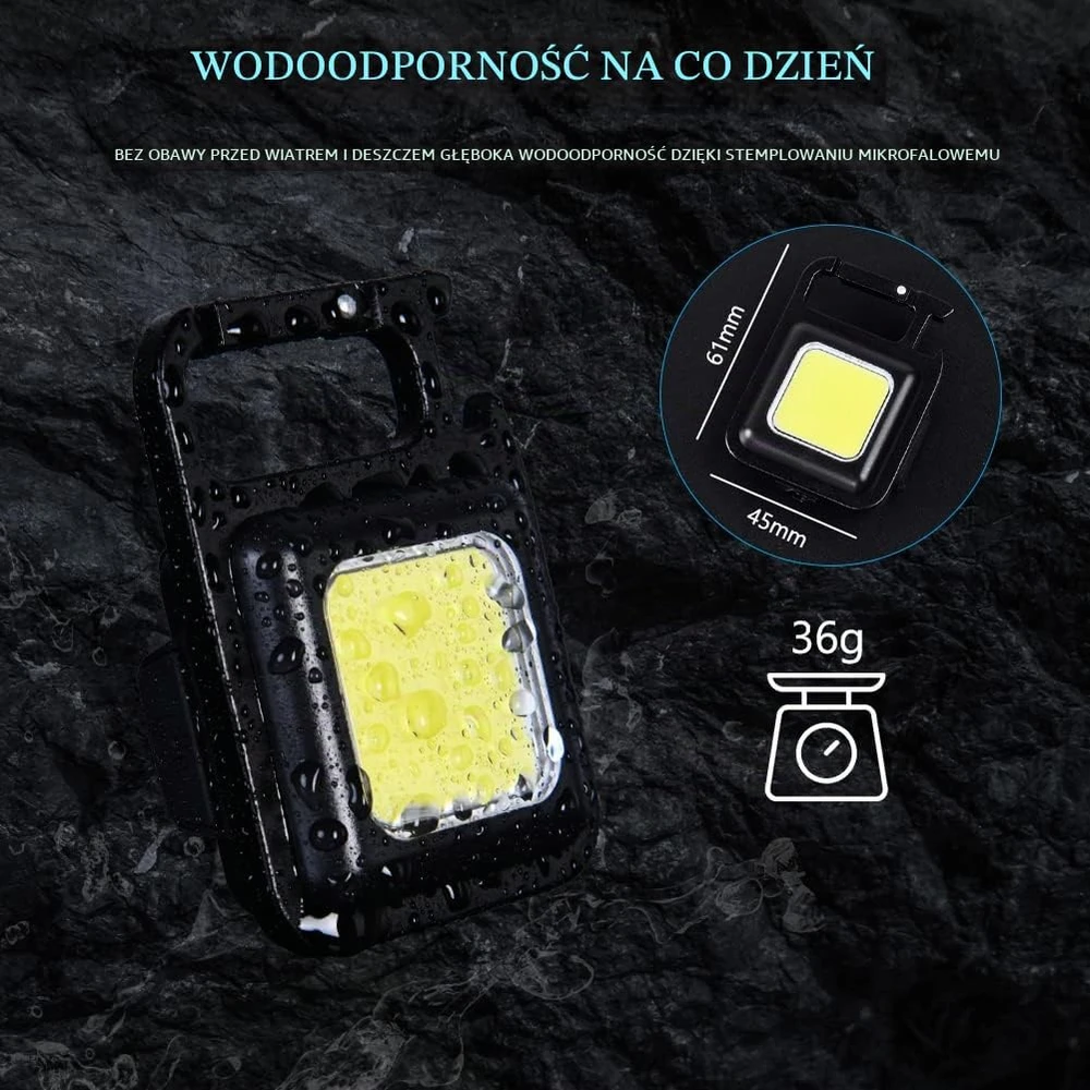 URAQT mini LED darbo žibintas su magnetiniu tvirtinimu, 800 lm, USB-C, 2 vnt.