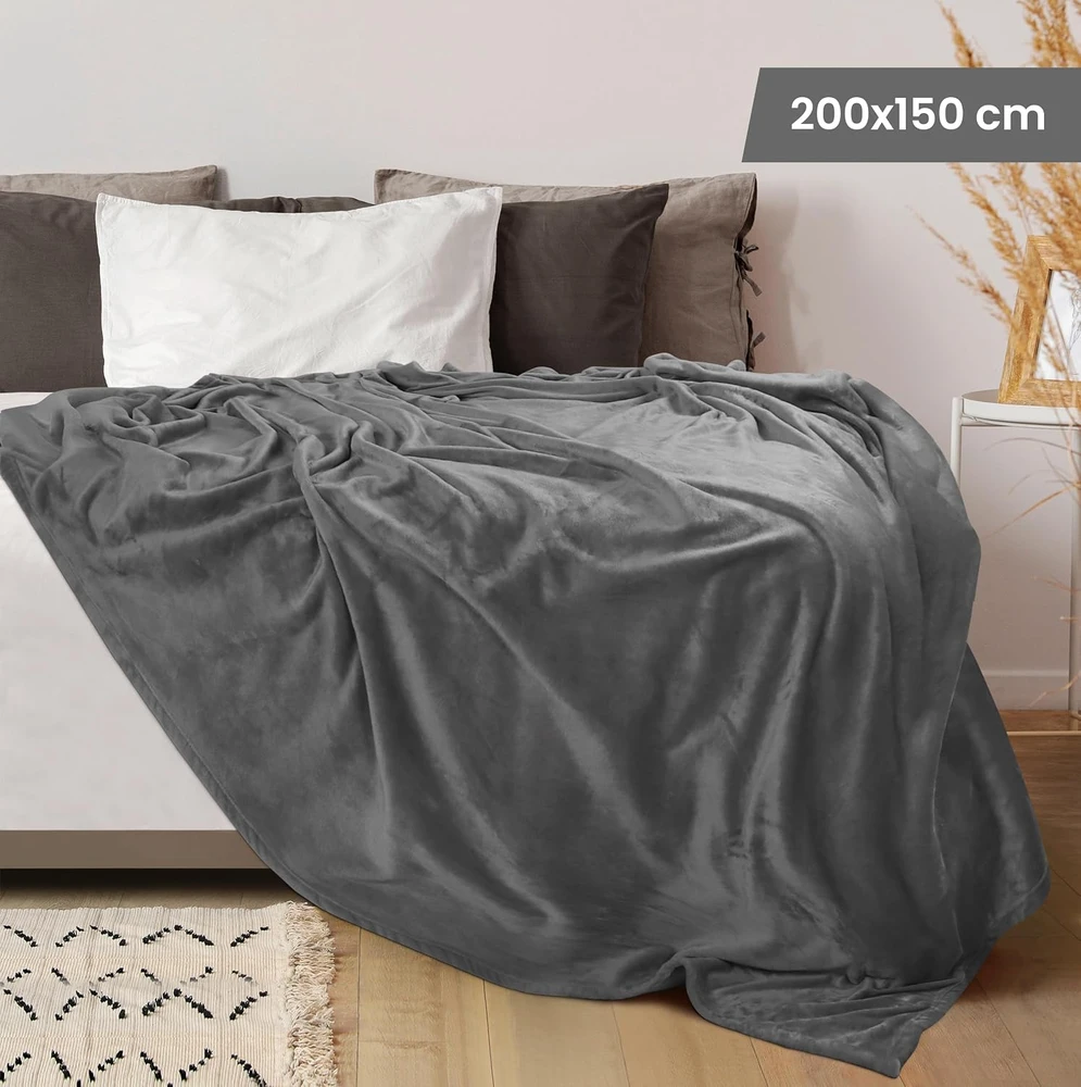 Utopia Bedding flanelinis pledas, 150 × 200 cm, pilkas, UB05589UK