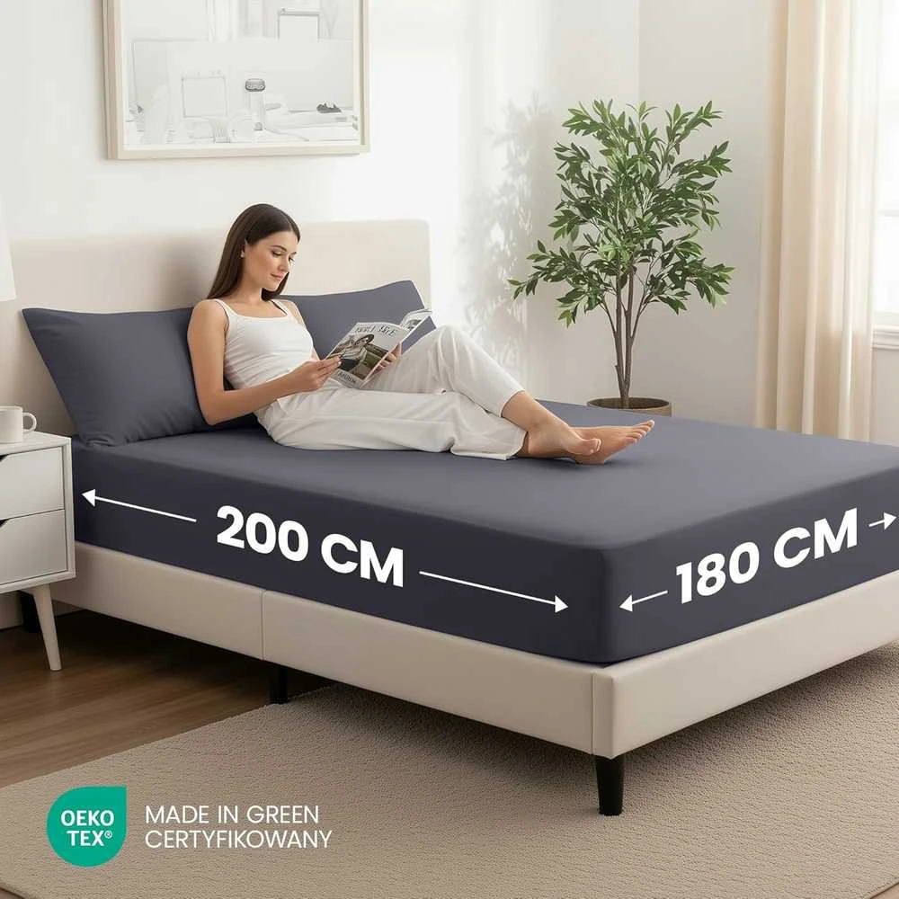 Utopia Bedding paklodžių su guma komplektas, 180 x 200 cm, 2 vnt., mikropluoštas, 35 cm gylio, pilka, OEKO-TEX sertifikuota