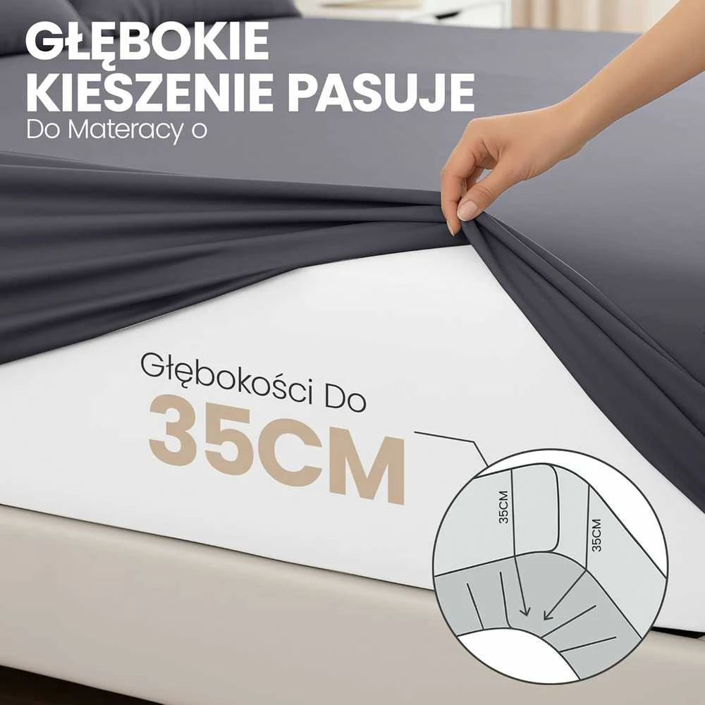 Utopia Bedding paklodžių su guma komplektas, 180 x 200 cm, 2 vnt., mikropluoštas, 35 cm gylio, pilka, OEKO-TEX sertifikuota