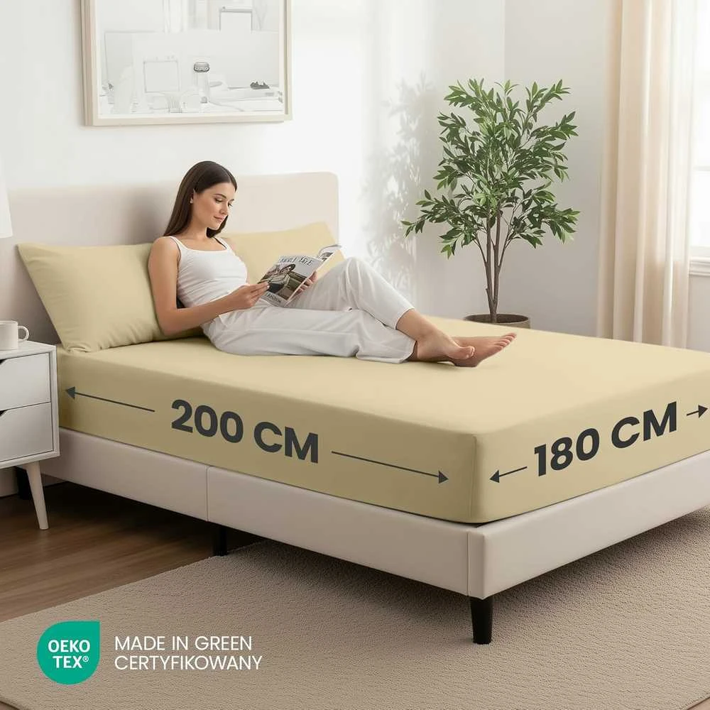 Utopia Bedding paklodžių su guma rinkinys 2 vnt., mikropluoštas, 180 x 200 cm, 35 cm kišenė, smėlio spalvos