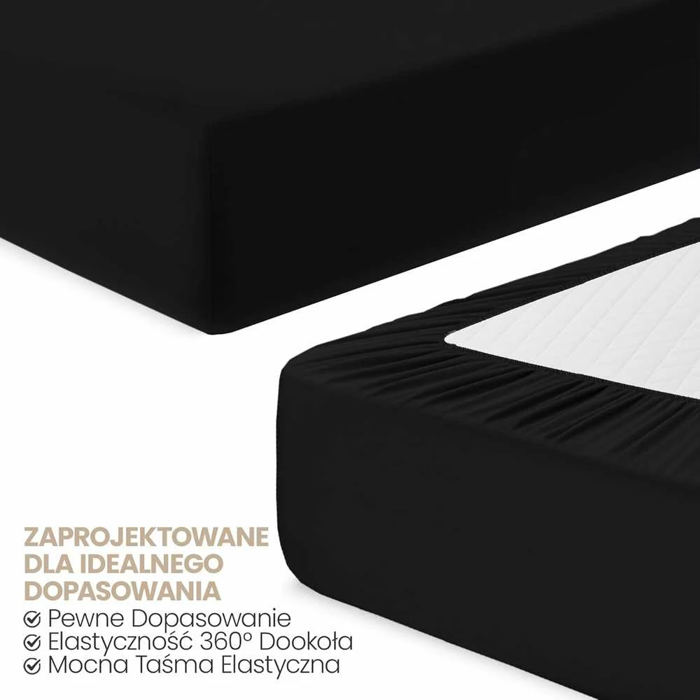 Utopia Bedding paklodžių su guma rinkinys 180 x 200 cm, juodas, mikrofibra, 35 cm kraštų aukštis, 2 vnt.