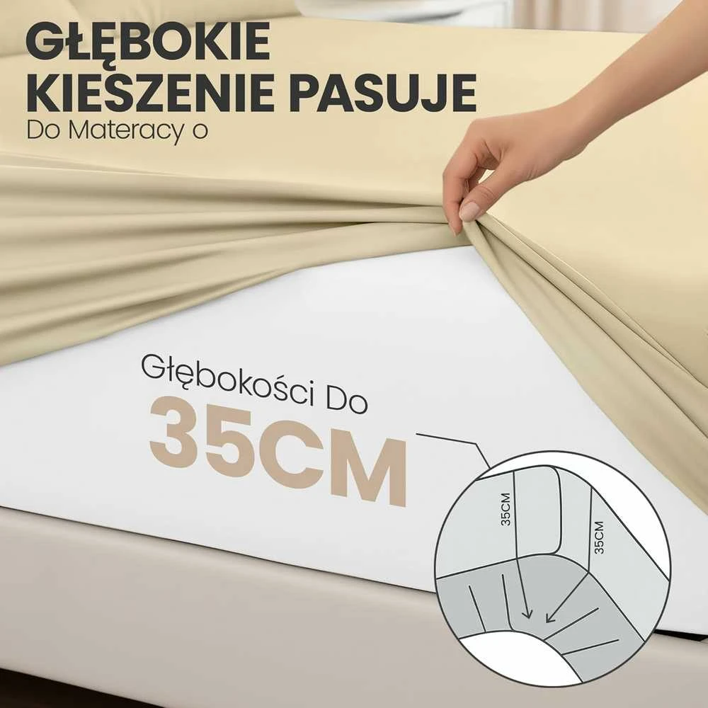 Utopia Bedding paklodžių su guma rinkinys 2 vnt., mikropluoštas, 180 x 200 cm, 35 cm kišenė, smėlio spalvos