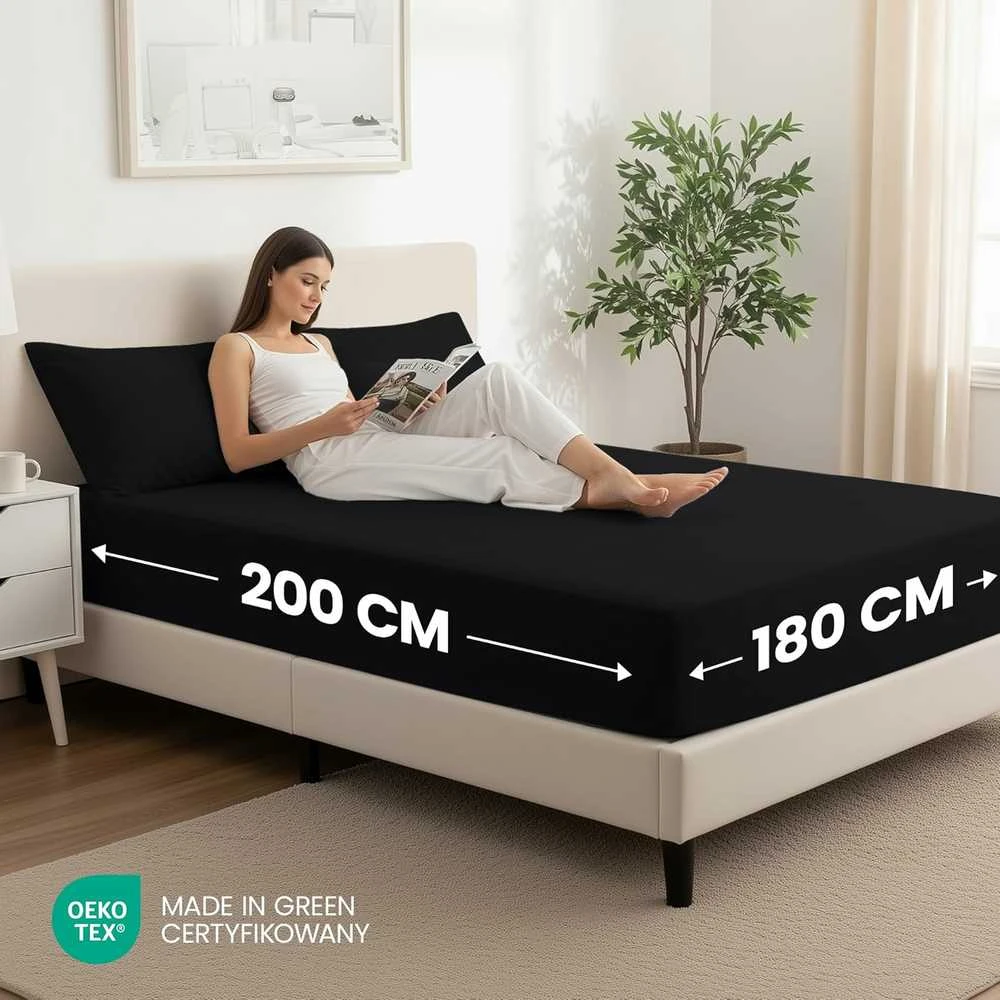 Utopia Bedding paklodžių su guma rinkinys 180 x 200 cm, juodas, mikrofibra, 35 cm kraštų aukštis, 2 vnt.