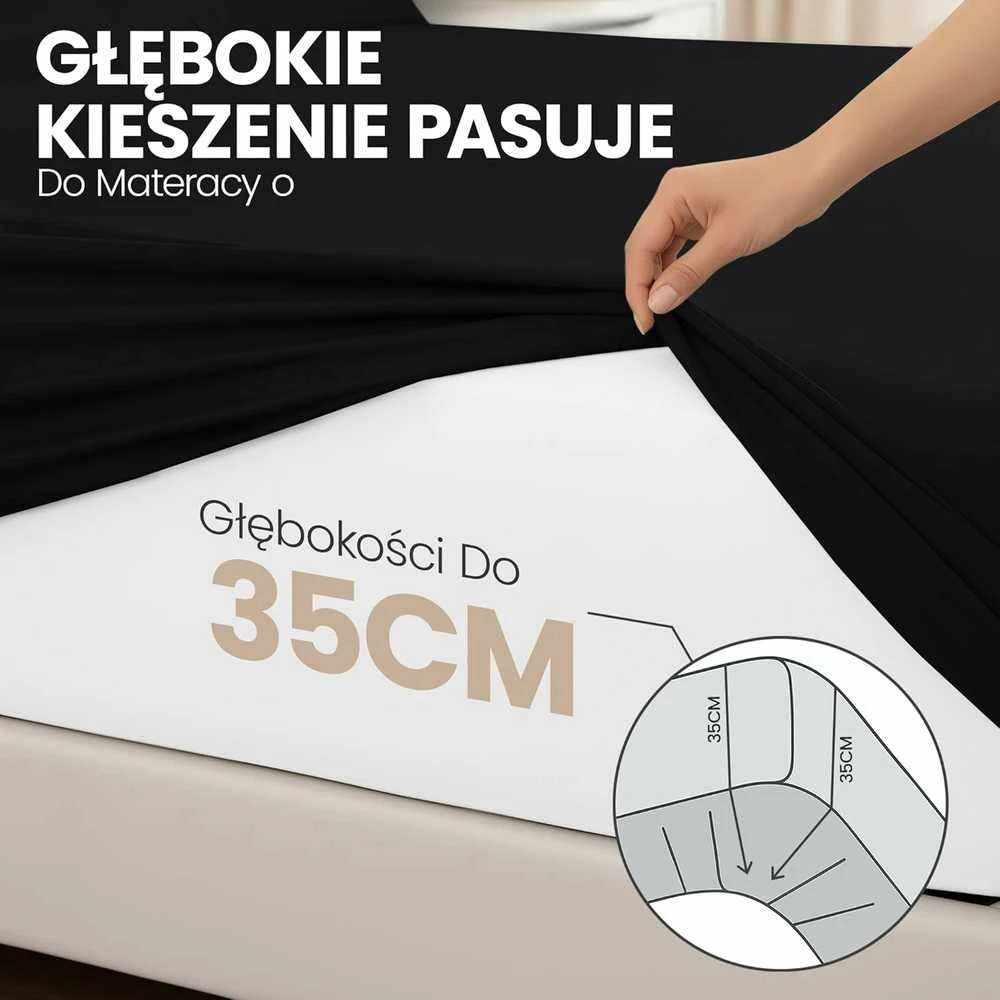 Utopia Bedding paklodžių su guma rinkinys 180 x 200 cm, juodas, mikrofibra, 35 cm kraštų aukštis, 2 vnt.