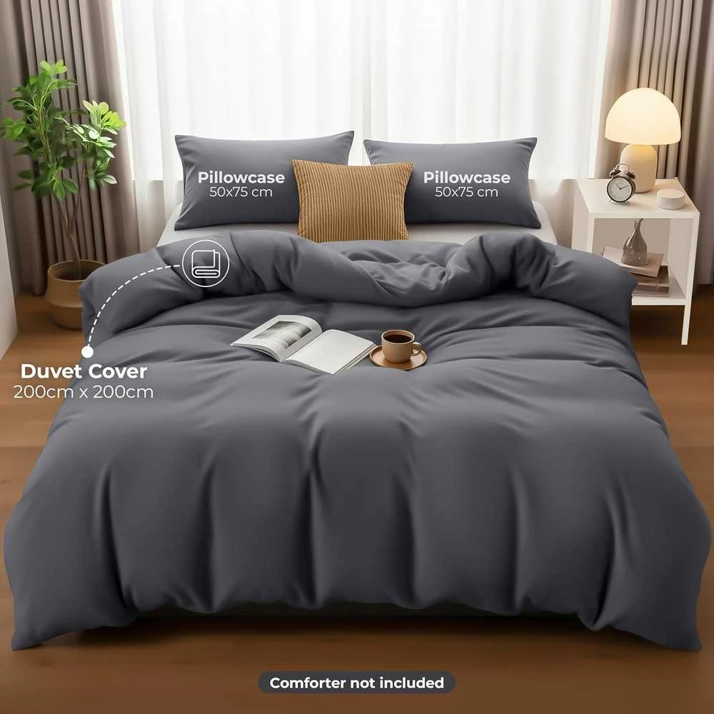 Utopia Bedding patalynės komplektas iš mikropluošto, 200 x 200 cm, 2 pagalvių užvalkalai, pilkas, EU0060