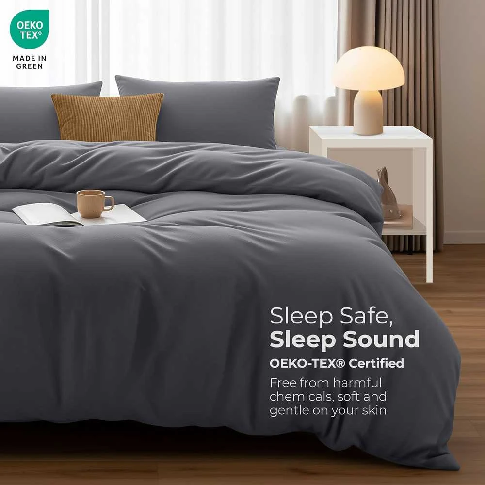 Utopia Bedding patalynės komplektas iš mikropluošto, 200 x 200 cm, 2 pagalvių užvalkalai, pilkas, EU0060