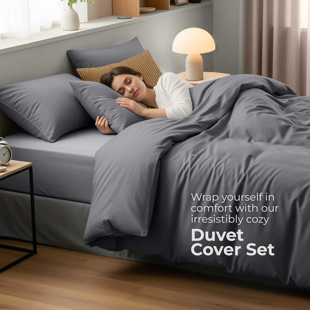 Utopia Bedding patalynės komplektas iš mikropluošto, 200 x 200 cm, 2 pagalvių užvalkalai, pilkas, EU0060