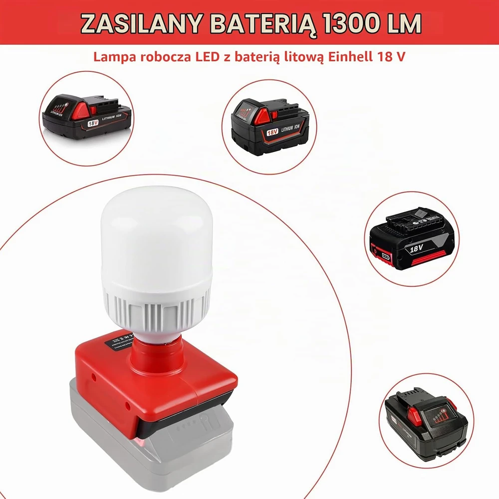 Vaileal akumuliatorinis LED darbo šviestuvas Einhell 18 V, 12 W, E27 XSY508-Baterija lamp-L