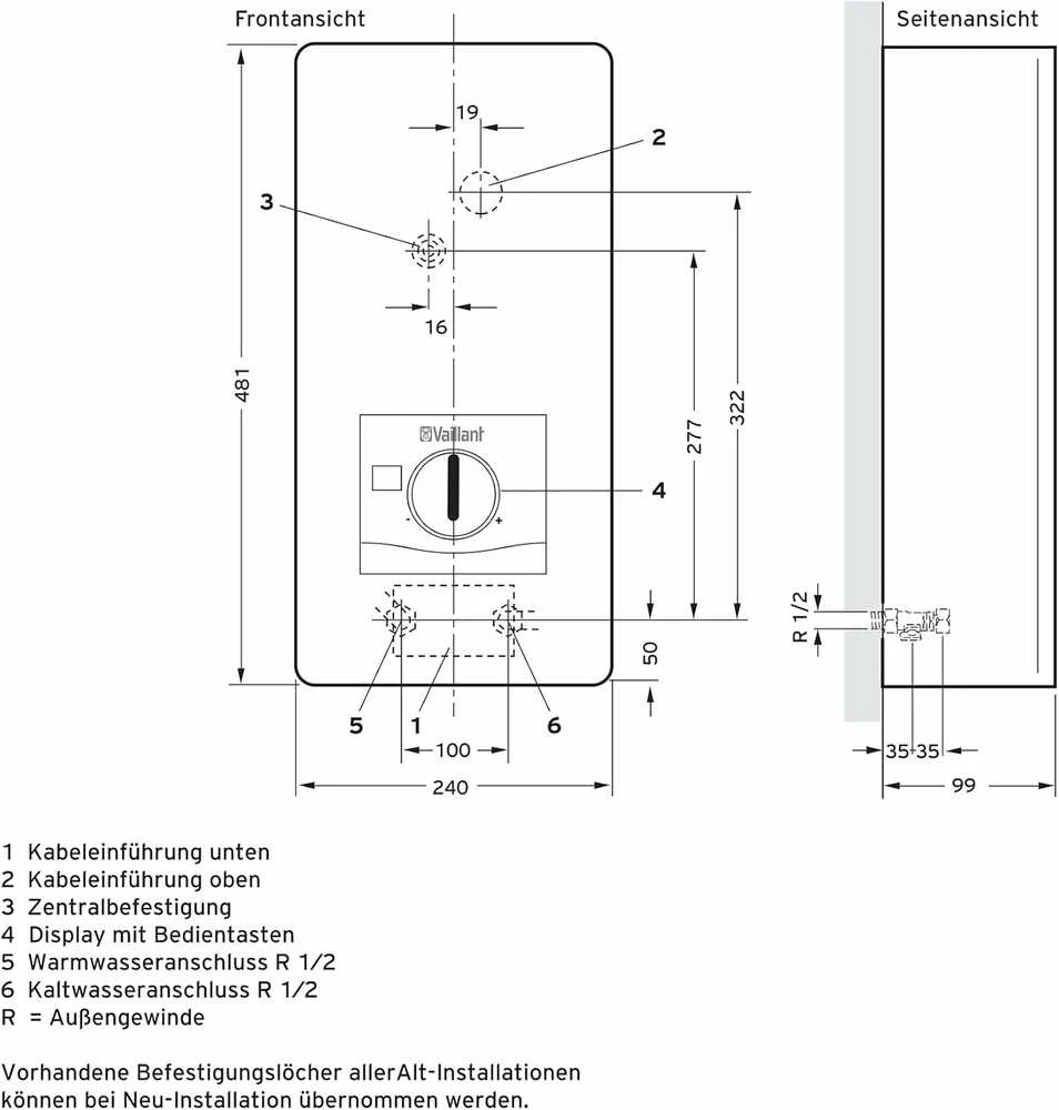 Vaillant elektrinis vandens šildytuvas 21 kW IP25, 400 V, Ved E 21/8