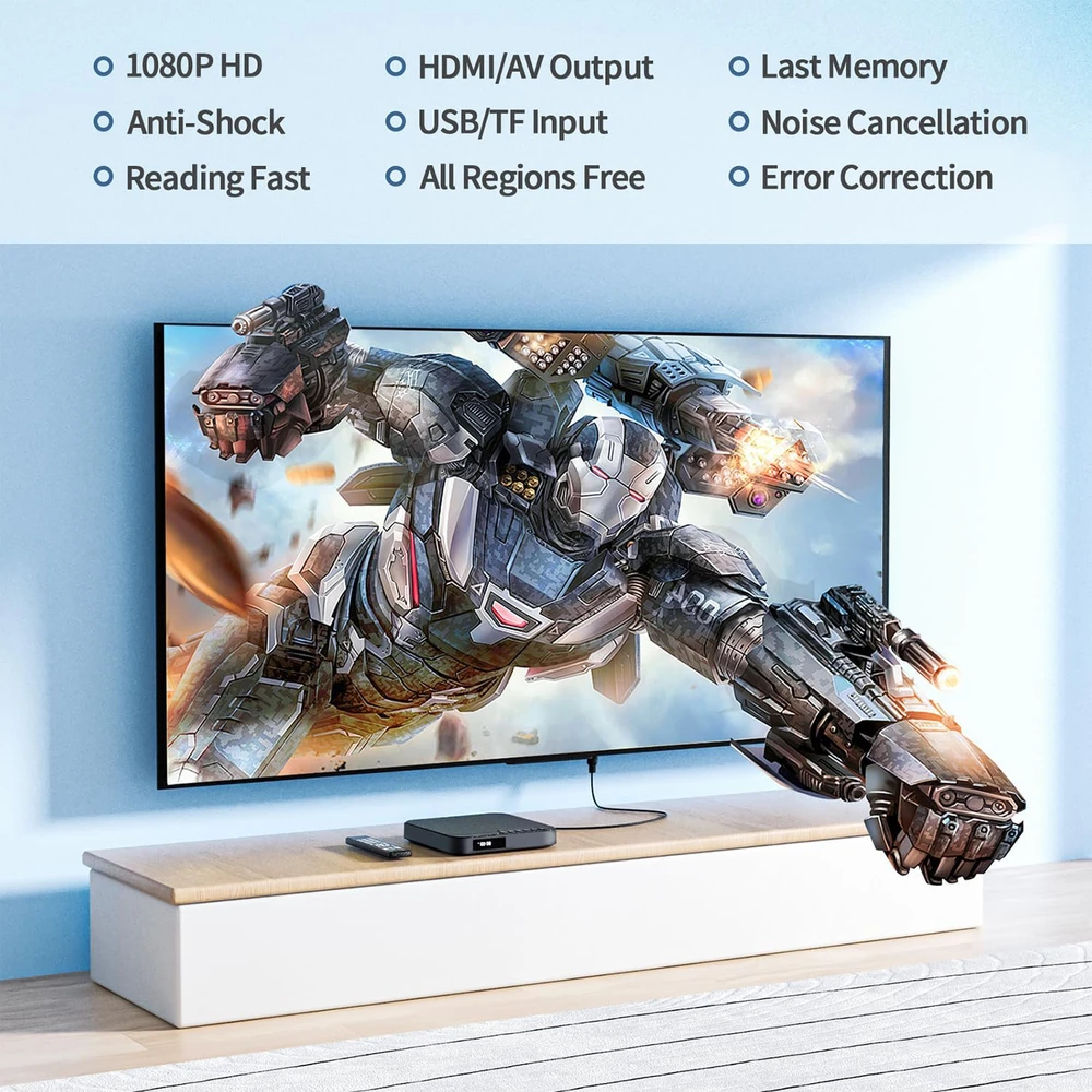Vaizdo grotuvas Desobry mini DVD grotuvas televizoriui su HDMI, USB/TF, 1080p, MD115B