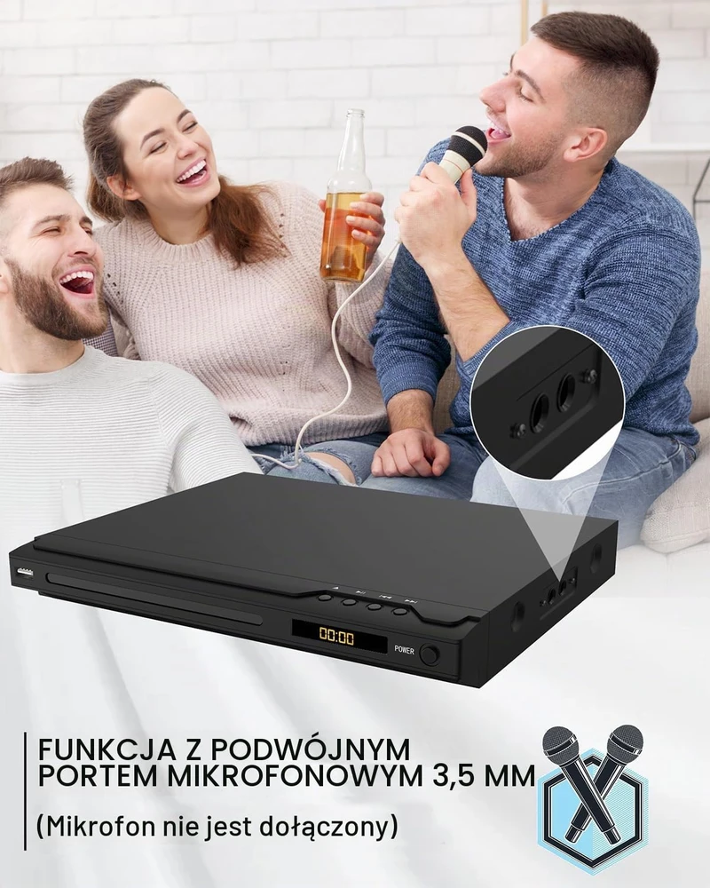 Vaizdo grotuvas GAONAWAY DVD grotuvas su HDMI, USB, 1080p ir kelių regionų palaikymu GA-EDVD-UFE
