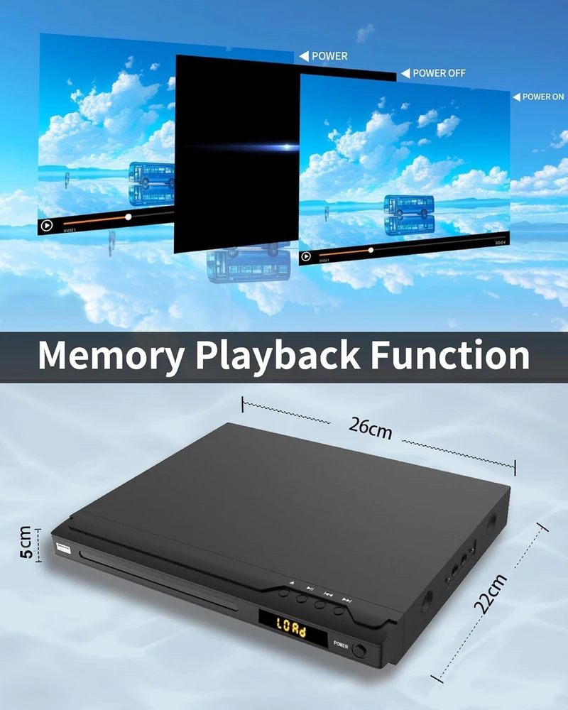 Vaizdo grotuvas GAONAWAY DVD grotuvas su HDMI, USB, 1080p ir kelių regionų palaikymu GA-EDVD-UFE