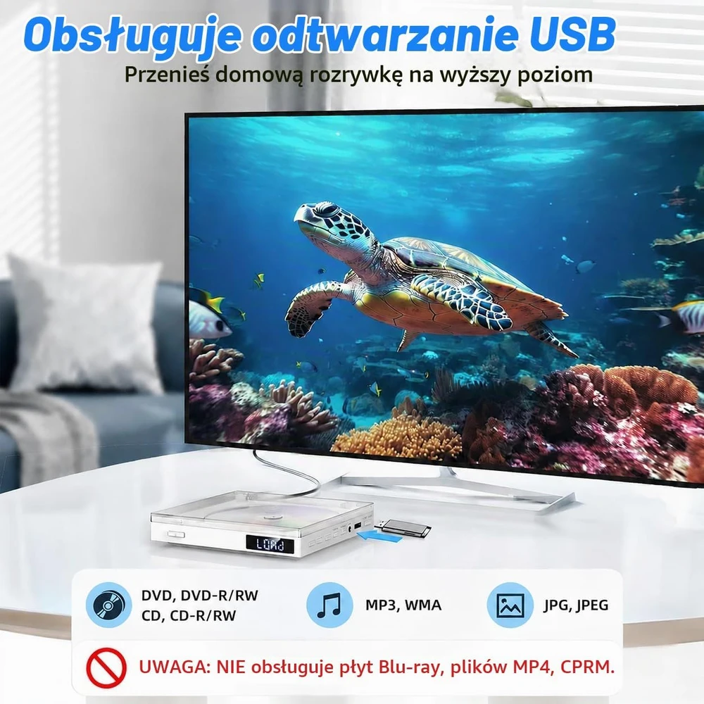 Vaizdo grotuvas MAITE mini DVD grotuvas televizoriui su HDMI ir RCA, 1080p, visų regionų GI-QT9E-ZDU6