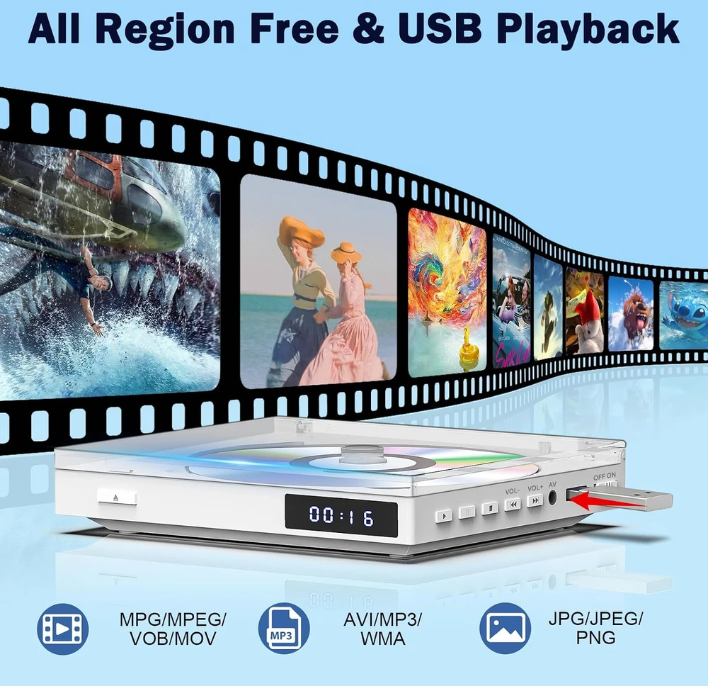 Vaizdo grotuvas MAITE mini DVD grotuvas su HDMI, USB ir kelių regionų palaikymu 01dvd98157