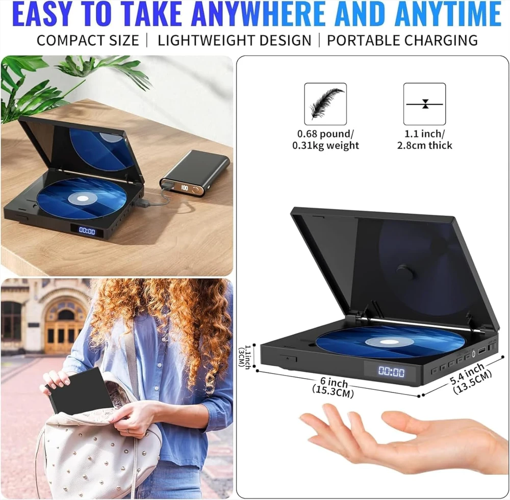 Vaizdo grotuvas MAITE mini DVD grotuvas su HDMI, 1080p raiška ir USB, MT-EUXTP-WEP BLK