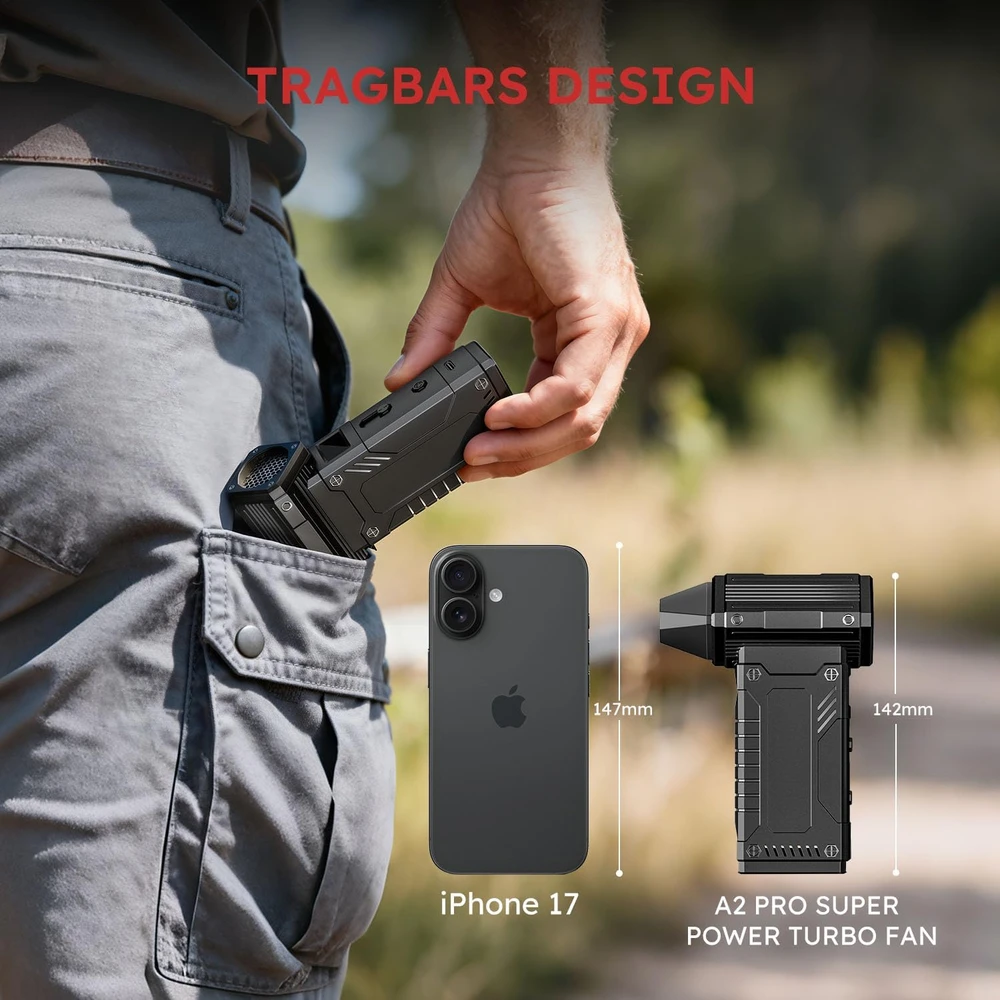 Valiklis Anruzon elektrinis oro pūstuvas 350 000 aps./min., 12 000 mAh, USB-C, A2Pro