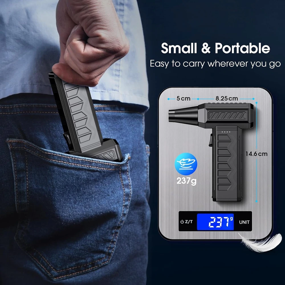 Valiklis BKXCHA elektrinė dulkių pūstuvė su LED žibintuvėliu, 150000 aps./min., 6000 mAh, C2