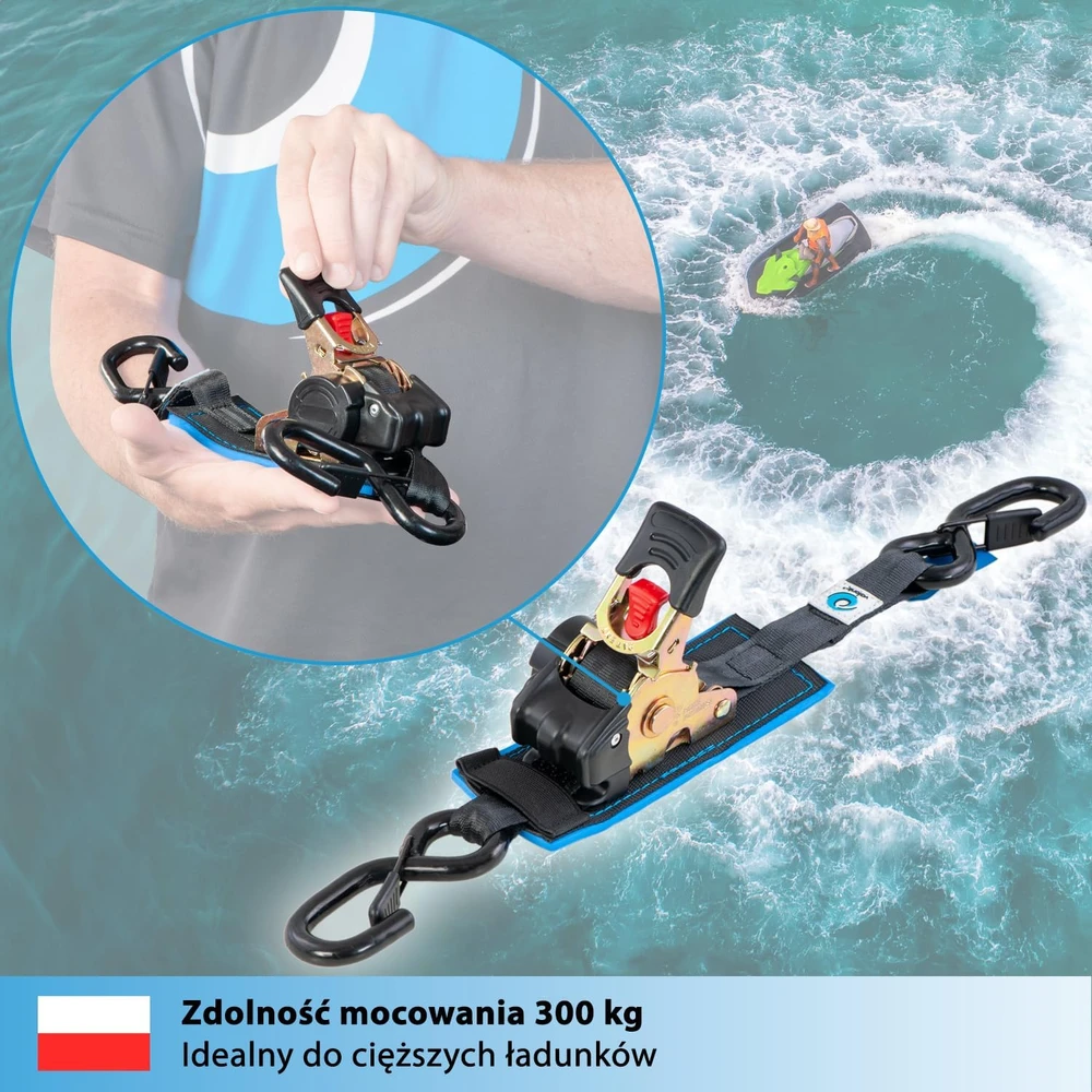 valonic automatiniai tvirtinimo diržai su griebtuvu, 2 x 1,8 m, 25 mm, 300/600 kg, juodi