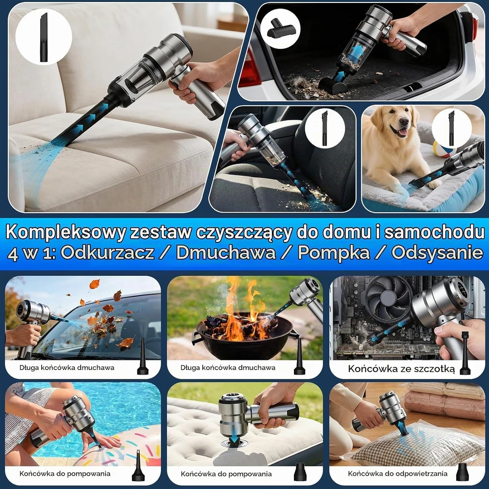 Vankarr belaidis rankinis dulkių siurblys 4 viename, 18 000 Pa, XCQ-147