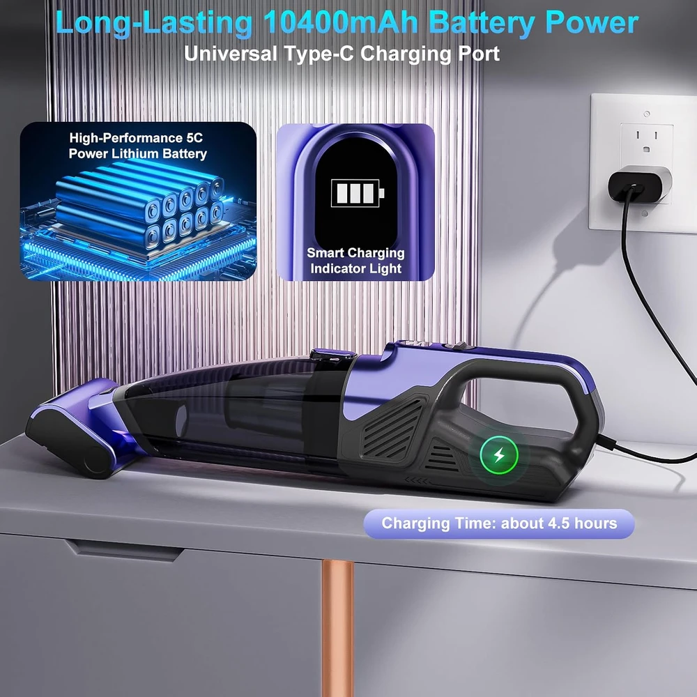 Vankarr belaidis rankinis dulkių siurblys 17000 Pa, 10400 mAh VC036S