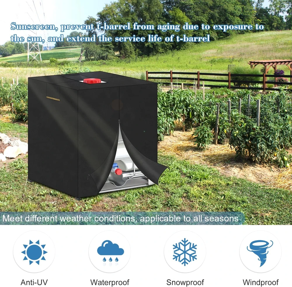 VANSHEIM IBC talpos uždangalas 1000 l, vandeniui atsparus, 120 x 100 x 116 cm, juodas
