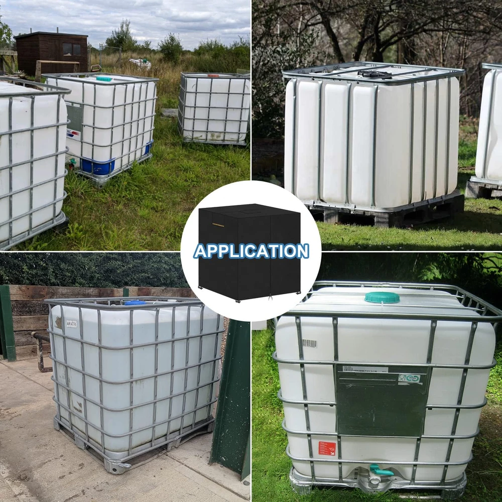 VANSHEIM IBC talpos uždangalas 1000 l, vandeniui atsparus, 120 x 100 x 116 cm, juodas