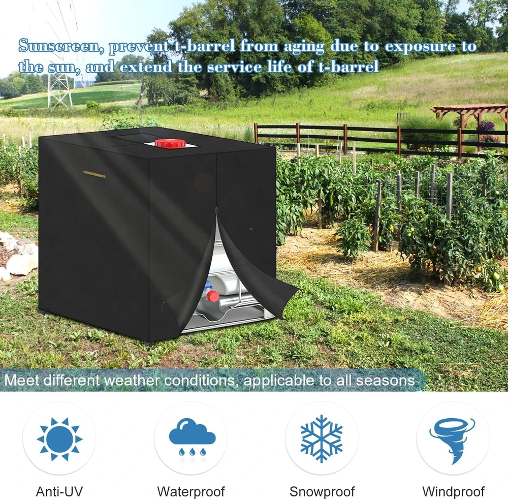 VANSHEIM IBC talpos uždangalas su užtrauktuku ir lipdukais, 120 x 80 x 100 cm, poliesteris, juodas