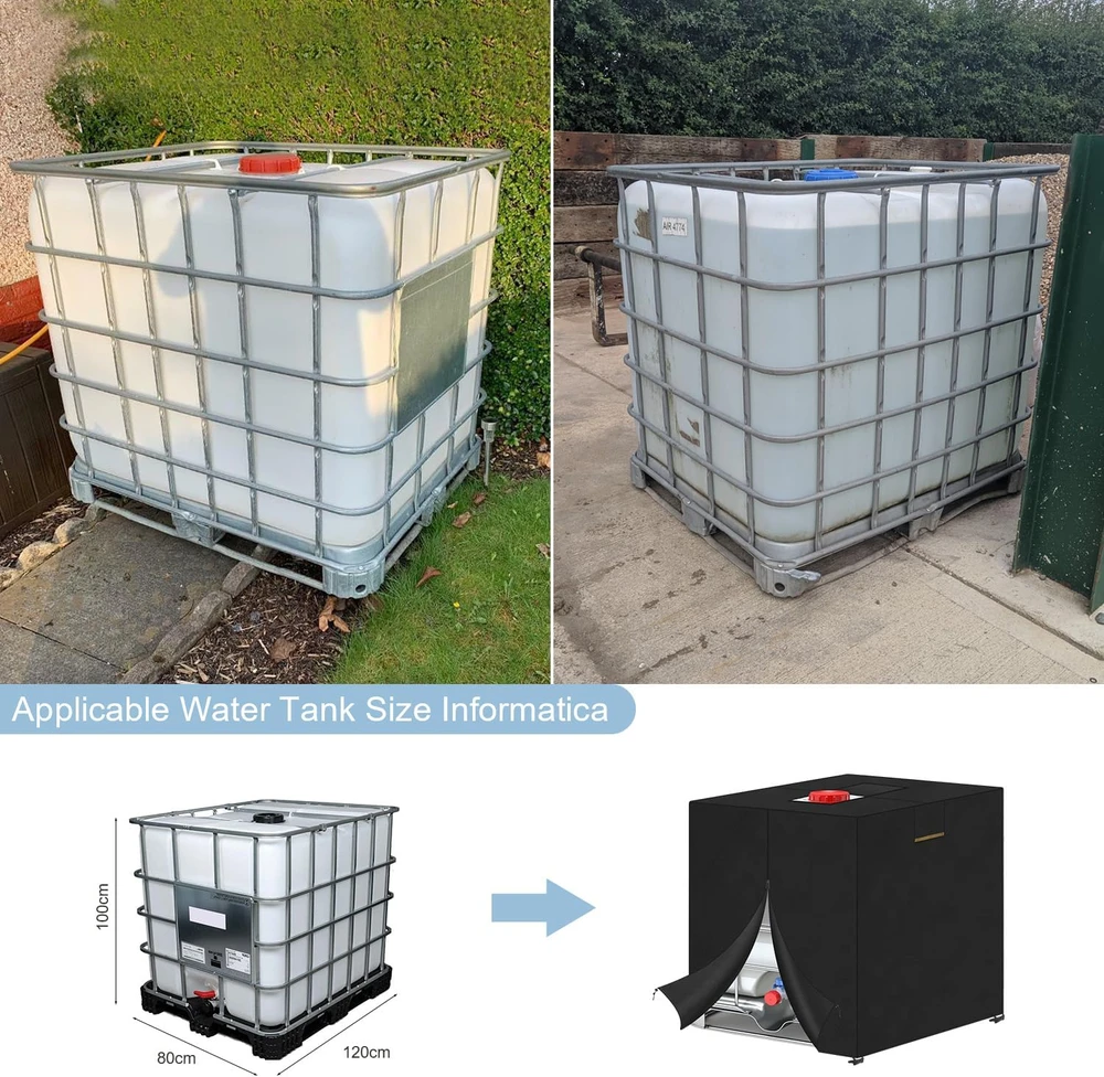 VANSHEIM IBC talpos uždangalas su užtrauktuku ir lipdukais, 120 x 80 x 100 cm, poliesteris, juodas