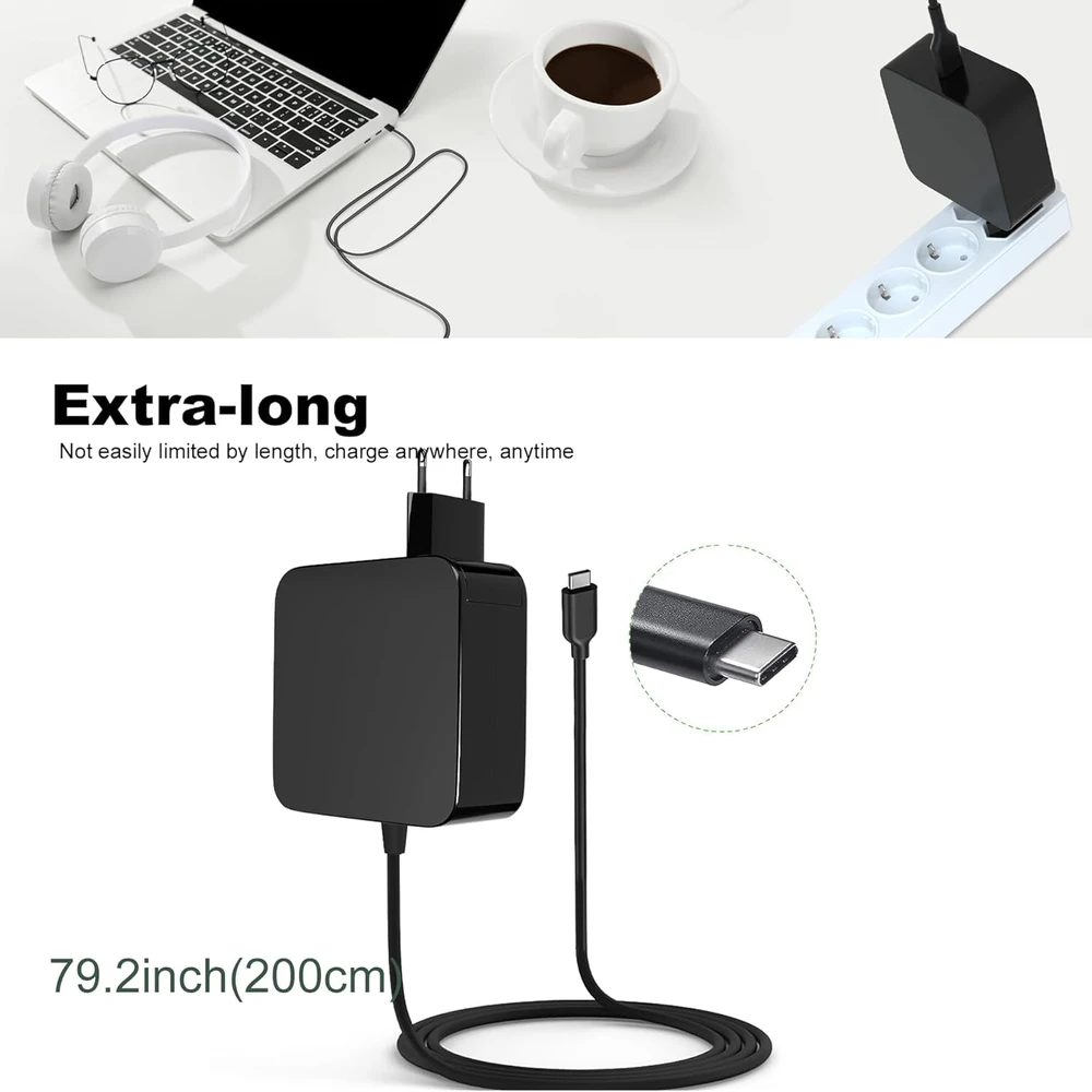 Vanzflow 65 W USB-C įkroviklis su USB Type-C jungtimi, tinkamas žaidimų konsolėms ir nešiojamiesiems įrenginiams
