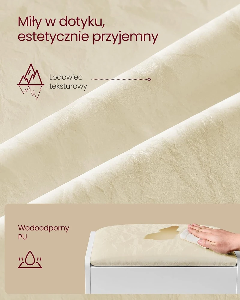 VASAGLE aksominis tualetinis suoliukas KAILYN, 45 × 28,6 × 48 cm, RDS001WD01