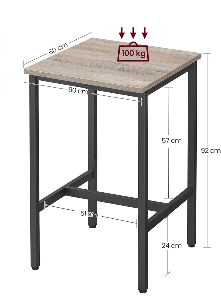 Vasagle Baro stalas 60 x 60 x 92 cm