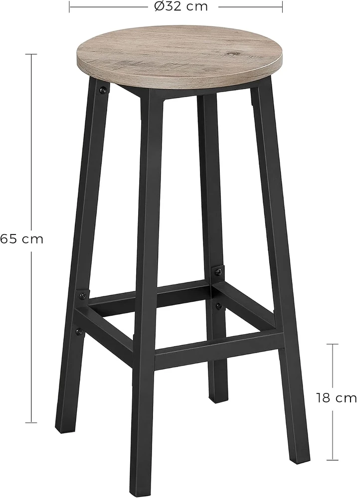 VASAGLE baro kėdės, 2 vnt., 65 cm aukščio, plieno rėmas, LBC032B02