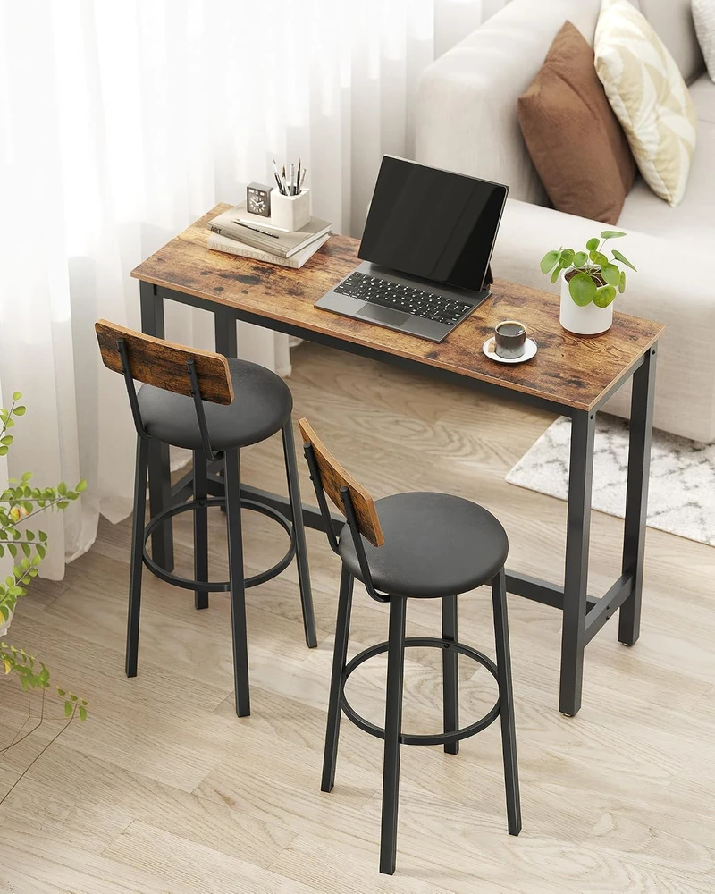 VASAGLE baro kėdžių rinkinys, 4 vnt., 75,5 cm sėdynės aukštis, poliuretano apmušalas