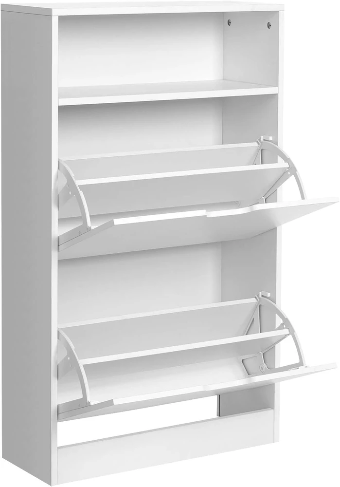 VASAGLE batų spintelė su 2 atverčiamomis durelėmis ir atvira lentyna 60 × 24 × 102 cm LBC040W01