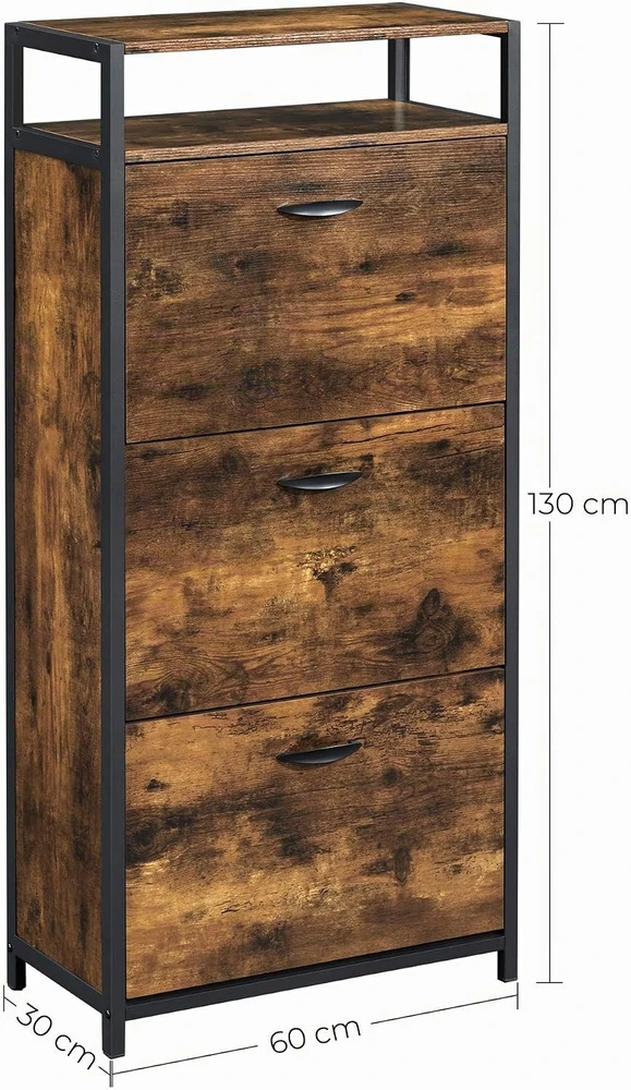 Songmics VASAGLE batų spintelė su 3 atverčiamais skyriais, 60 × 30 × 130 cm, LBS101B01