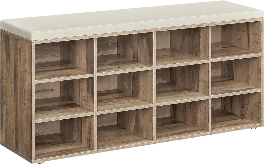 Vasagle Batų lentyna su sėdyne 30,3 x 104 x 48 cm kupranugario rudos spalvos
