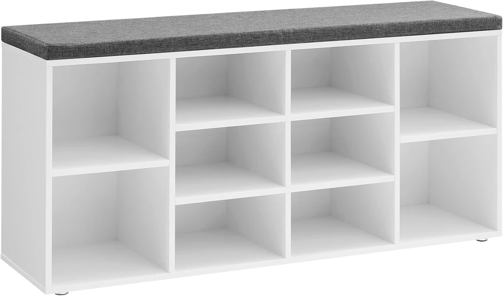 Songmics VASAGLE batų suoliukas su paminkštinta sėdyne, 10 skyrių, 104 × 30 × 48 cm, LHS10WT