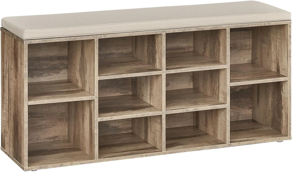 Vasagle Batų lentyna su sėdyne 30 x 104 x 48 cm kupranugario rudos spalvos