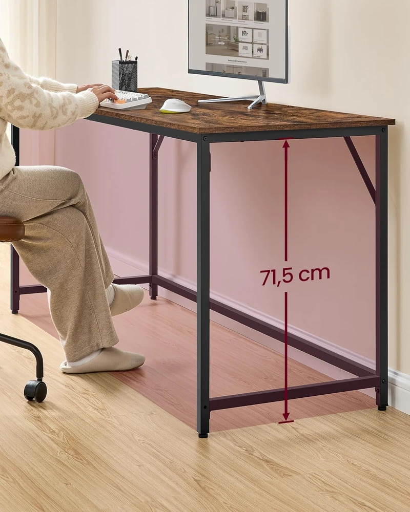 VASAGLE biuro stalas, 160x60 cm, metalinis rėmas, reguliuojamos kojelės, LWD121K01