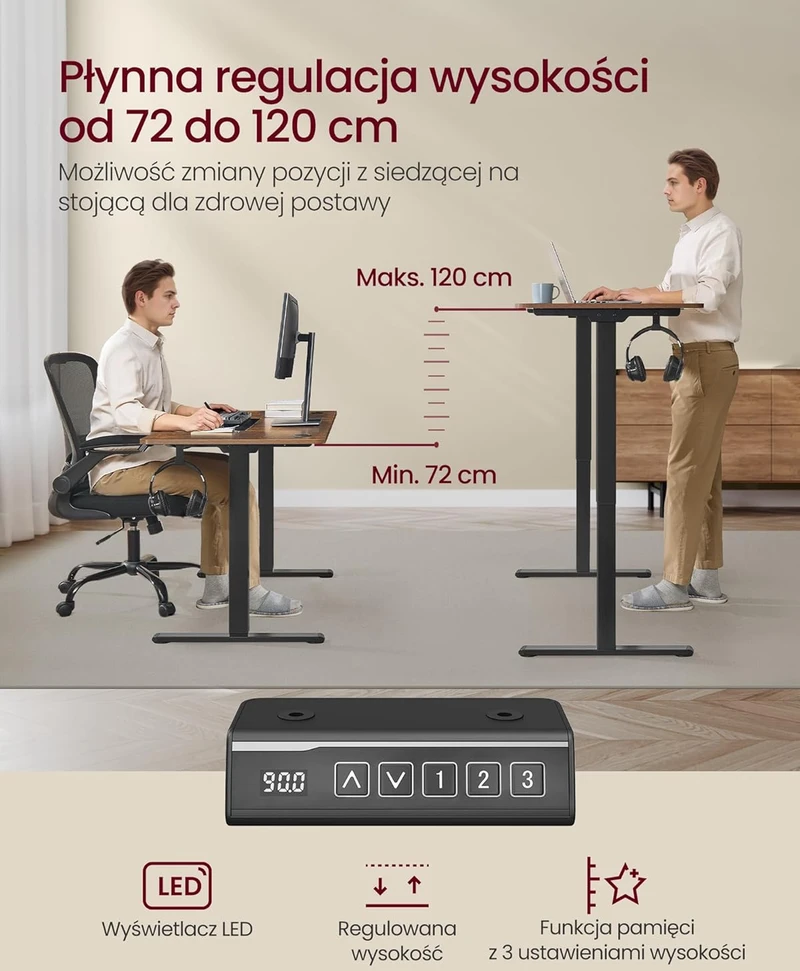 Vasagle Elektrinis reguliuojamo aukščio stalas be stalviršio
