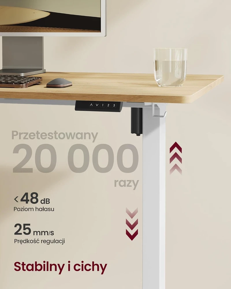 VASAGLE elektrinio reguliavimo biurko rėmas, metalinis, aukščio reguliavimas 72–120 cm, LSD021W01V2