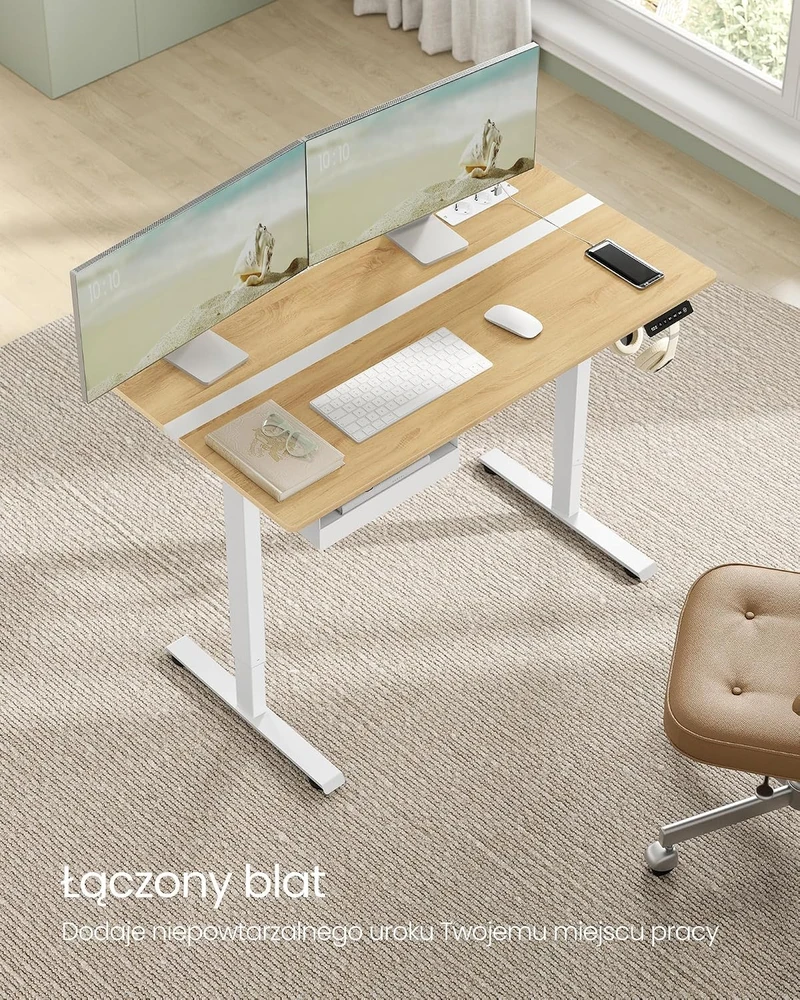 VASAGLE elektrinis reguliuojamo aukščio biuro stalas 120 x 60 cm LSD112N01