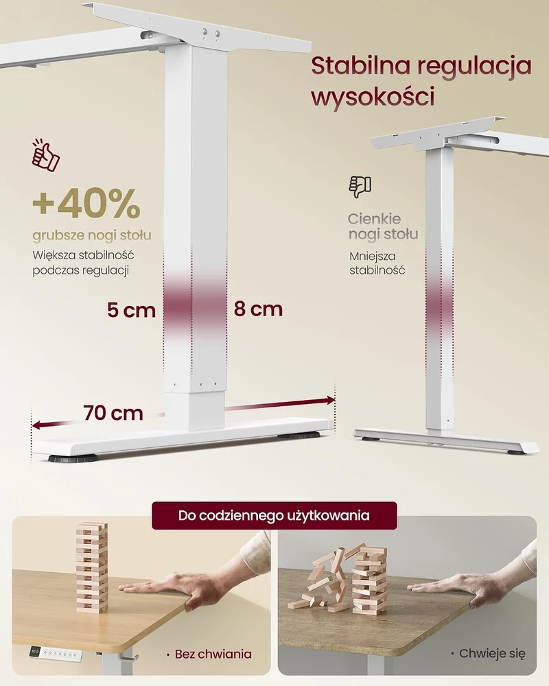 Vasagle Reguliuojamo aukščio stalas 140 × 80 x 72-12-cm