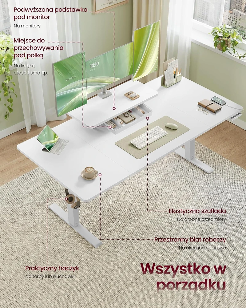 Songmics Reguliuojamo aukščio stalas 140x70x72-120cm