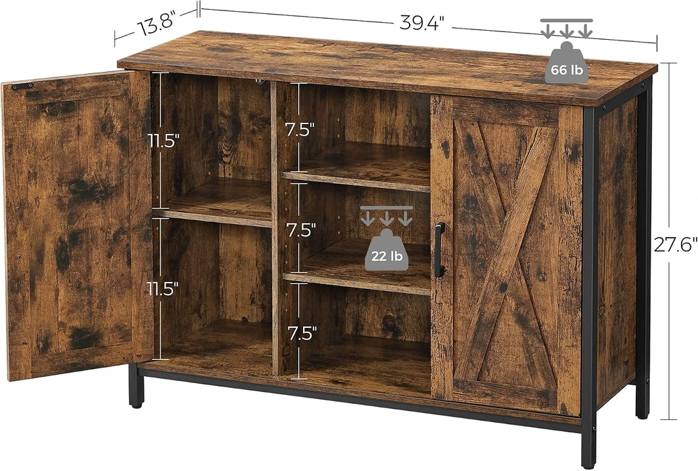 Vasagle Komoda vintage ruda-juoda
