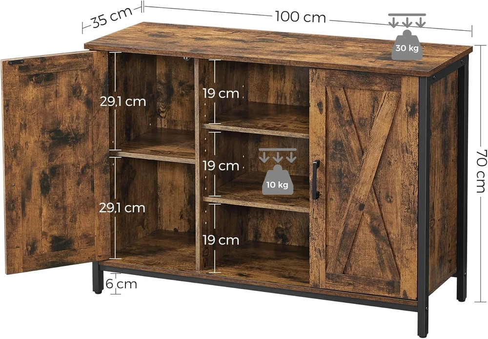 Vasagle Komoda vintage ruda-juoda