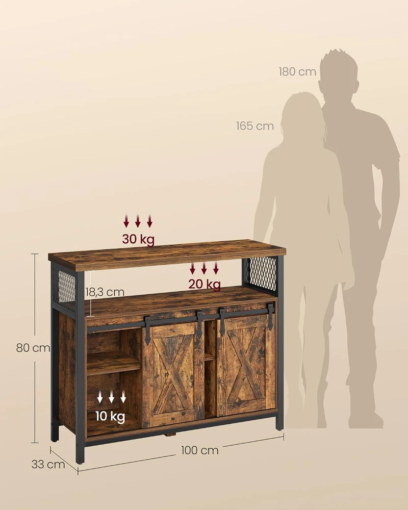 Songmics VASAGLE indauja su 2 stumdomomis durimis, 100 × 33 × 80 cm, LSC092B01
